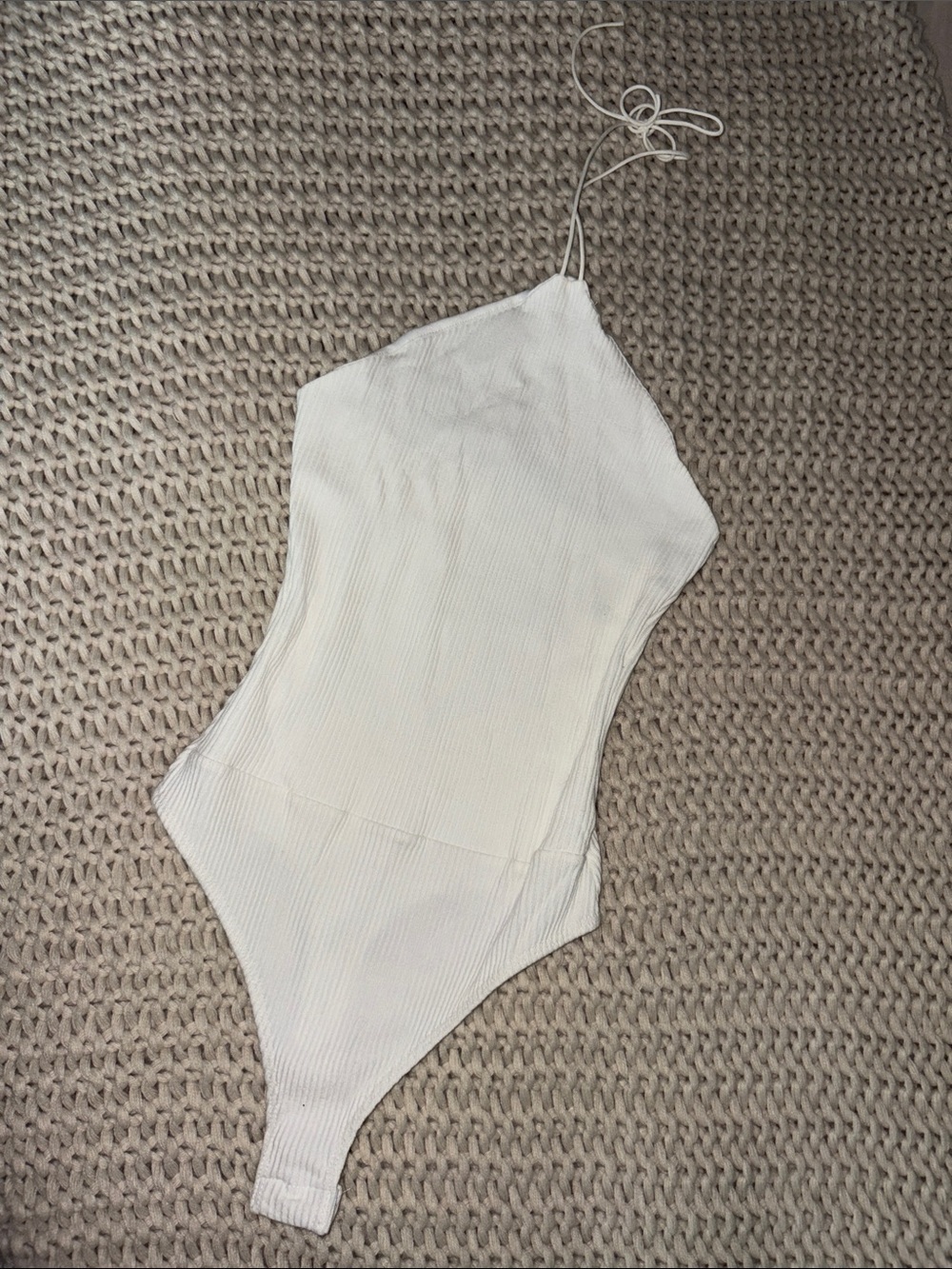 Vici - Ribbed Halter Bodysuit in White